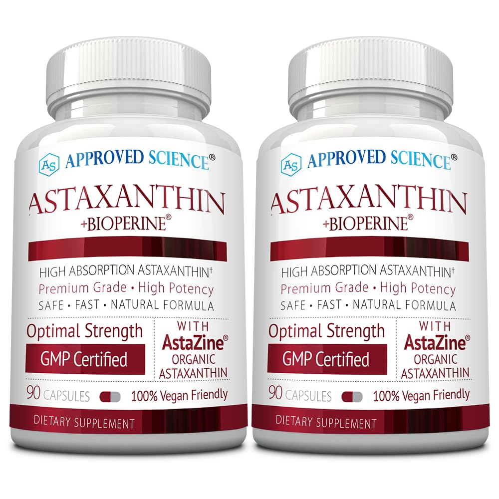 승인 과학 ® Astaxanthin 12 mg - 추가 강도 산화 방지제 - 지원 심장, 눈, 피부 - 180 Vegan 캡슐 - 6 개월 공급
