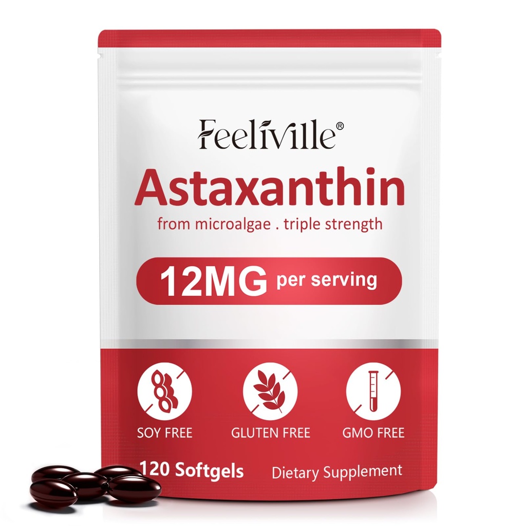 Astaxanthin 보충교재, Astaxanthin 12mg의 120의 Softgels 산화 방지제 아스타나 보충교재 눈, 피부, 합동 & 면역력, 지원 내부 순환 & 심장 건강, 비 GMO & 글루텐 없음