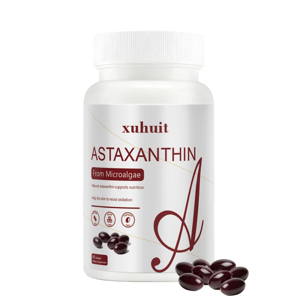Astaxanthin 12mg Softgels, 4 달 공급을 위한 120 조사, 조류에서 자연적인 산화 방지제 보충교재, 삼키기 (01)에 쉬운