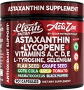 비타민 A C D3 E, L-Tyrosine, Selenium, Flax, 포도씨, Gotu Kola, Amla, Black Pepper, 90 Complex Veggie 캡슐을 가진 청결한 Nutra Astaxanthin 12mg Lycopene 보충교재