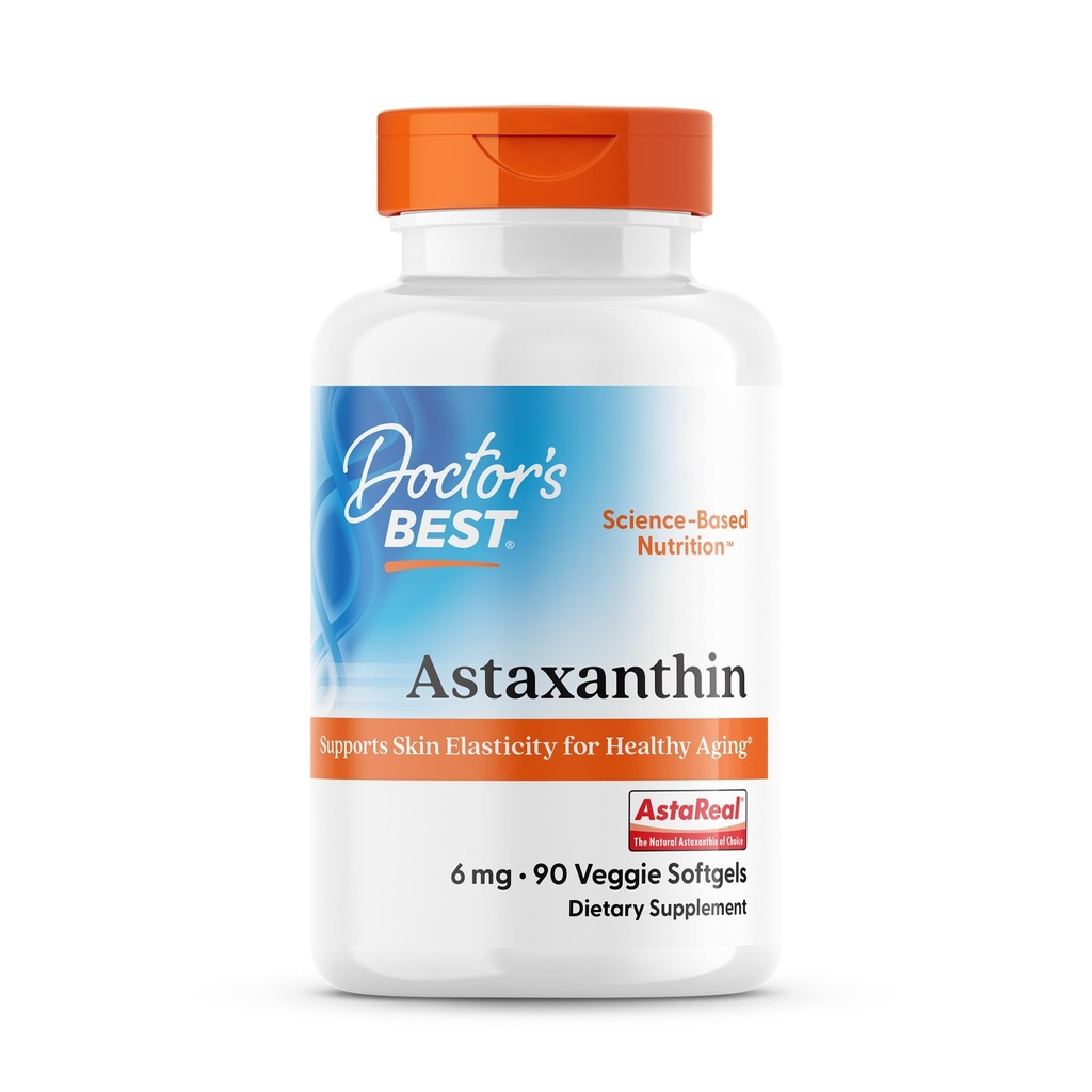 의사의 최고의 Astaxanthin Vegan 보충 6 mg - 남성 및 여성을위한 피부 탄력성 및 산화 방지제 지원, Haematococcus Pluvialis Microalgae, 비 GMO, 글루텐 무료 - 90 Veggie Softgels에서 추출