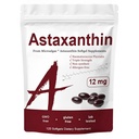 Astaxanthin 12mg의 산화를 억제하는 활동을 가진 여자를 위한 3배 힘 피부 비타민, 지원 면역, 피부, 눈 & 합동 건강, 빠른 내부 순환, 콜락 풍미, 120의 서빙