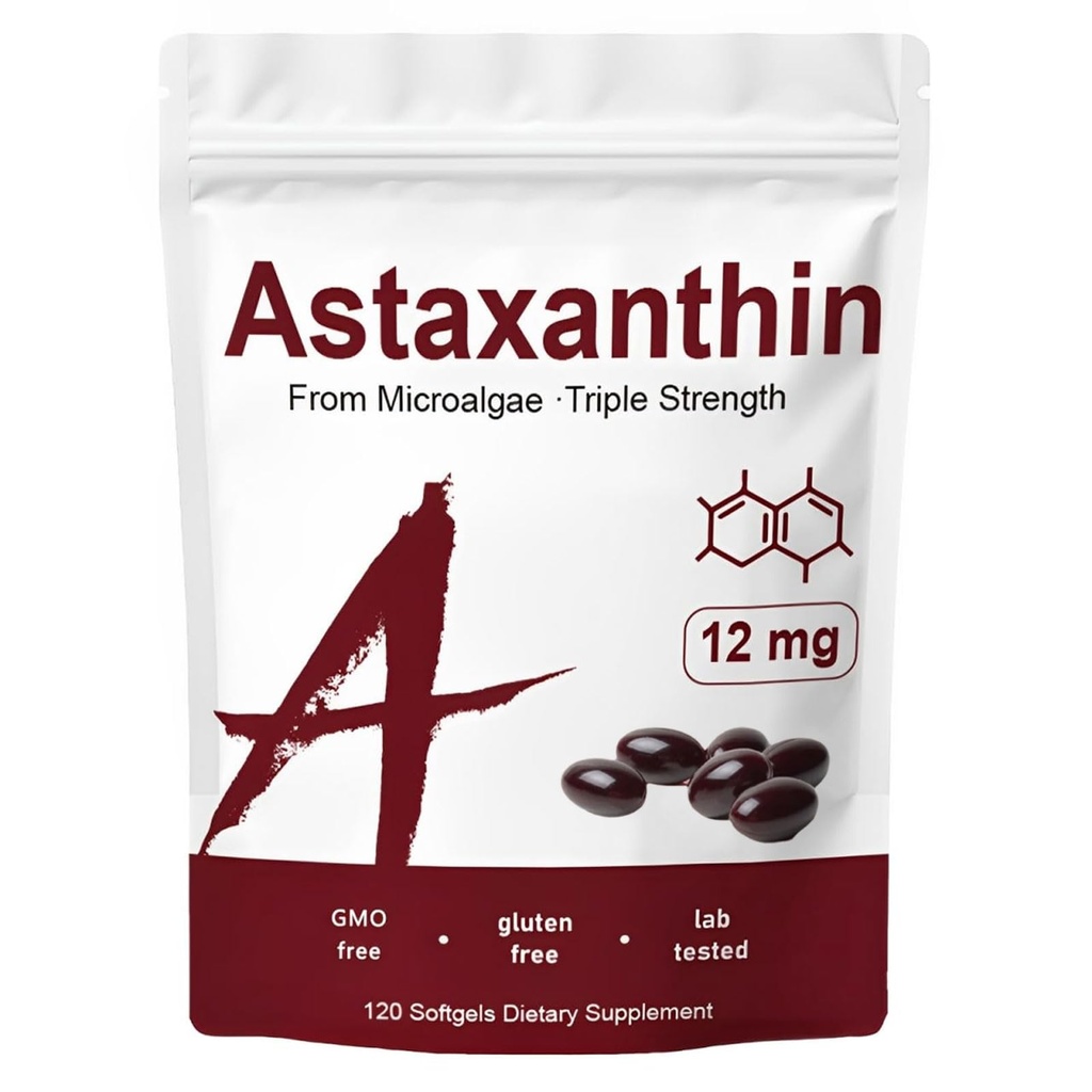 Zions Organics Astaxanthin 12mg, 120 Softgels, 프리미엄 Astaxanthin 산화 방지제 보충교재, 지원 면역, 피부, 눈 & 합동 건강 비 GMO, 글루텐 자유로운, 4 달 공급, 120의 서빙