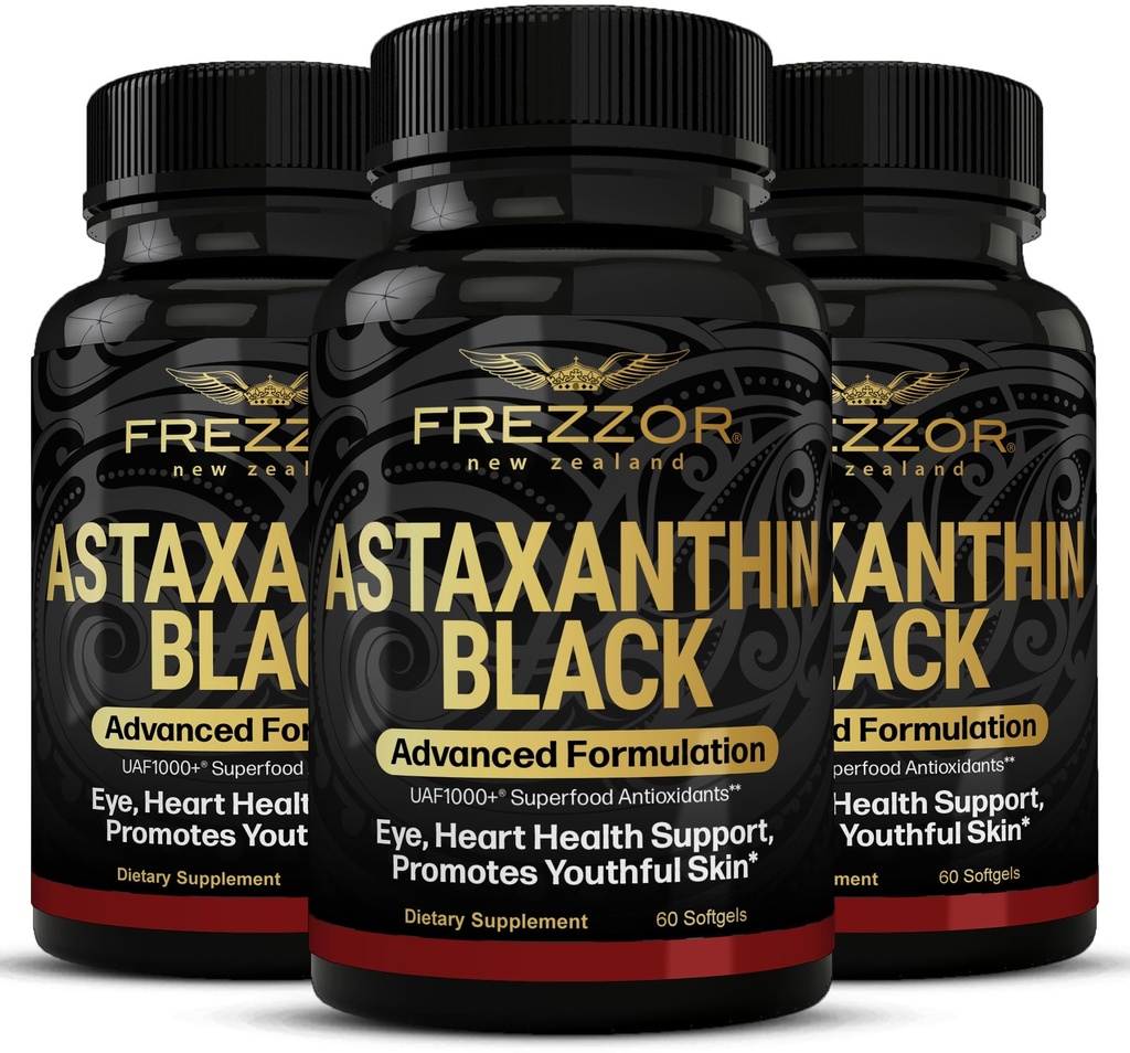 FREZZOR Astaxanthin 검정 UAF1000+ 최고 산화제, 지원 심장, 눈 & 뇌 건강, 노화 방지 skincare & 세포 보호, Serve, 180 Softgels, 3 달 공급 당 12mg Astaxanthin
