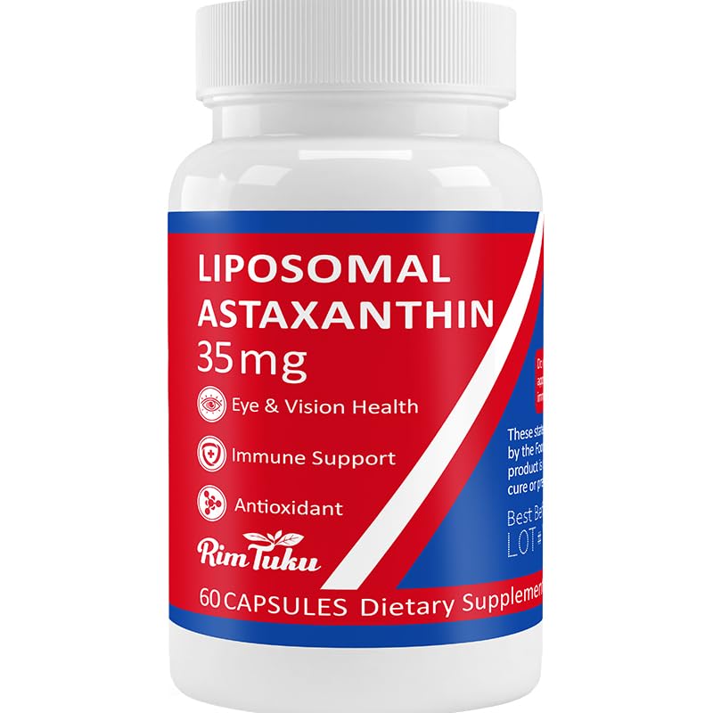 35mg Liposomal Astaxanthin 보충교재 - 피부, 합동 & 눈 건강을 위한 강력한 산화 방지제 지원 - 순수한 Astaxanthin를 가진 자연적인 노화 방지 공식 - 채식주의자, 비 GMO, 60의 캡슐