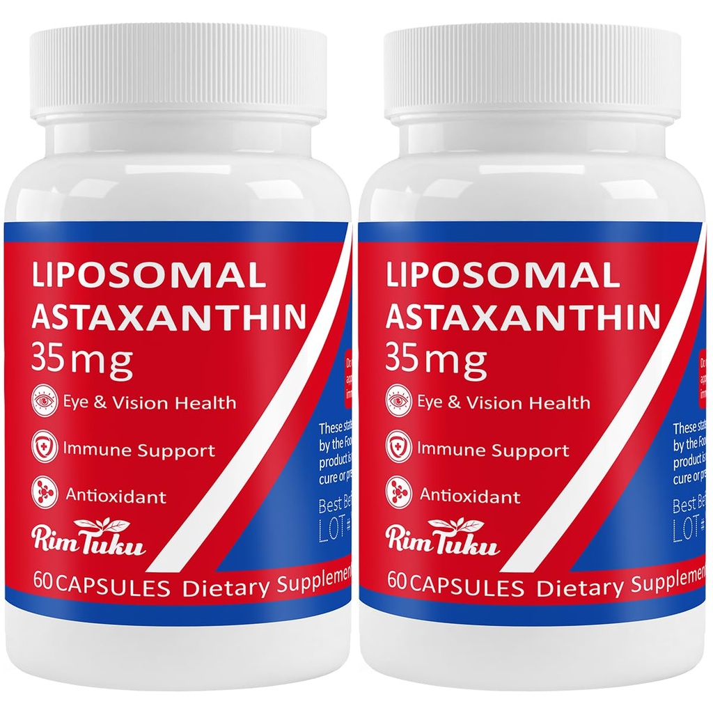 35mg Liposomal Astaxanthin 보충교재 - 피부, 합동 & 눈 건강을 위한 강력한 산화 방지제 지원 - 순수한 Astaxanthin를 가진 자연적인 노화 방지 공식 - Vegan, 비 GMO, 120의 캡슐