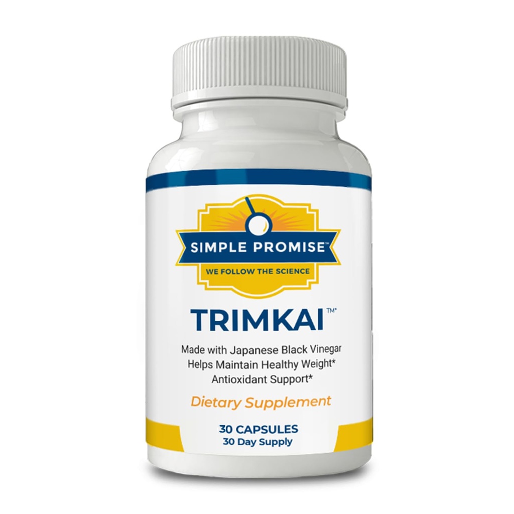 Simple Promise TrimKai - Metabolism 지원을위한 일본 블랙 Vinegar 캡슐 - Astaxanthin 12mg, Seaweed & Black Pepper Extract - 식물 기반 공식 - 30 캡슐