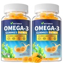 성인 40 +를 위한 Omega-3 Gummies 보충교재: 전반적인 건강 지원을 위한 비타민 D3 K2 아연 심황을 가진 1280mg Vegan Omega3 지방산 DHA EPA - 여자 남자 (120Count)를 위한 물고기 기름 대안