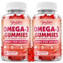 2 팩 Vegan Omega-3 Gummies 1000mg의 성인을 위한 오메가 3 물고기 기름 대안, 식물 근거한 DHA 460mg & EPA 230mg w/Vitamin A, C, E의 딸기 풍미, 120 조사