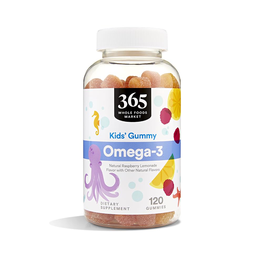 365 전체 식품 시장, 오메가-3 키즈 거미, 천연 라즈베리 레몬 맛, 120 조사