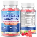 성인을 위한 Vegan Omega-3 Gummies1000mg - 400mg DHA & 600mg EPA, 비타민 A, C, E 및 아연을 가진 설탕 자유로운 보충교재 - 60 조사