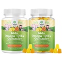 아이를 위한 오메가 DHA Gummies의 뭉치 - 뇌를 위한 비타민 C를 가진 지방산 오메가 3 6 9, 면역력 & 시각 - 건강한 신경 체계 & 초점 지원을 위한 영양 DHA - 채식주의자 & 글루텐 자유로운