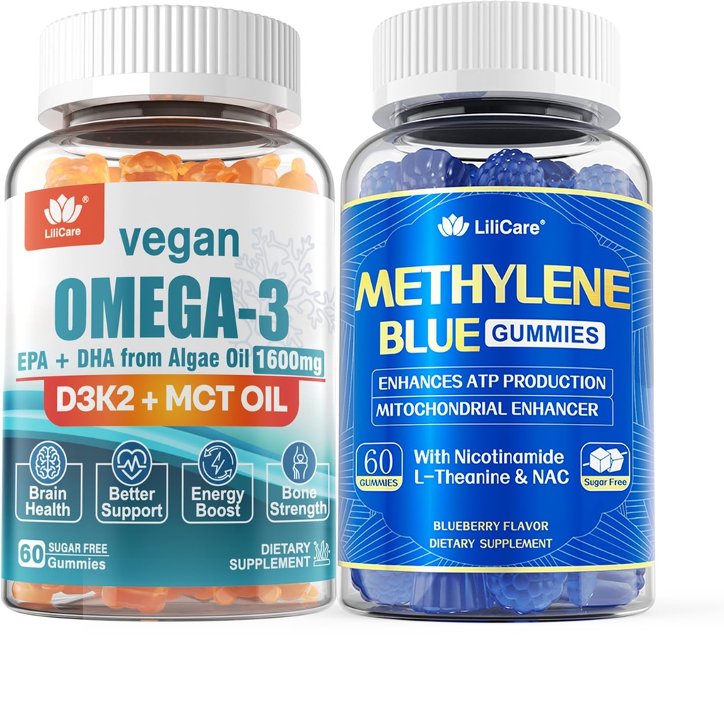 인간을 위한 Vegan Omega 3 Gummies 1280mg + Methylene 파란 Gummies