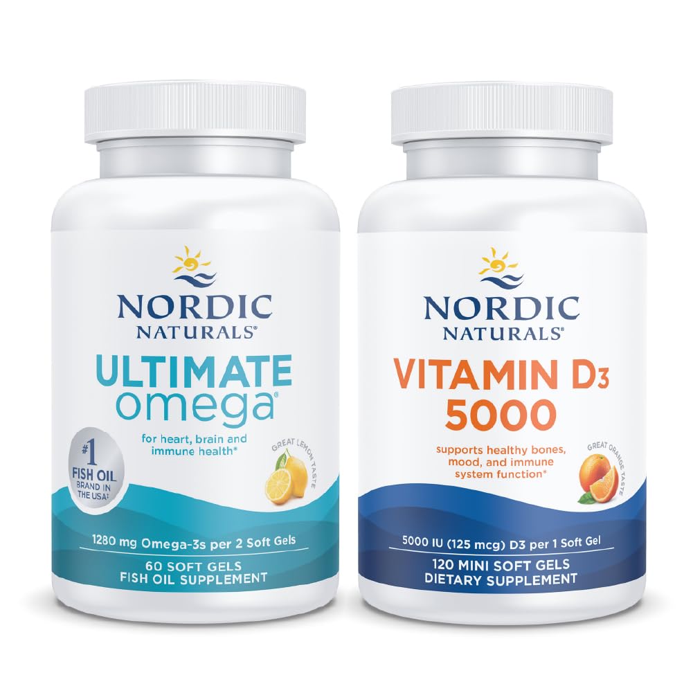 Nordic Naturals Ultimate Cognitive 및 Bone 밀도 팩 - Ultimate Omega Vitamin D3 1000, 오렌지