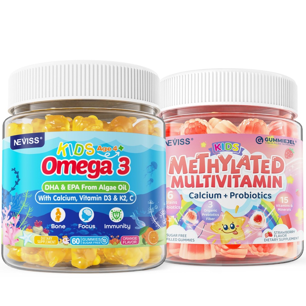 비타민 D3 & K2, C, DHA를 가진 칼슘, Probiotics + Omega 3 Gummies를 가진 아이 메틸을 입힌 Multivitamin Gummies