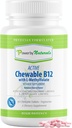Naturals Active Chewable Methylated B12는 여성 & 남자를 위한 L 메틸 Folate 보충교재, 체리 풍미, 60의 정제로 힘