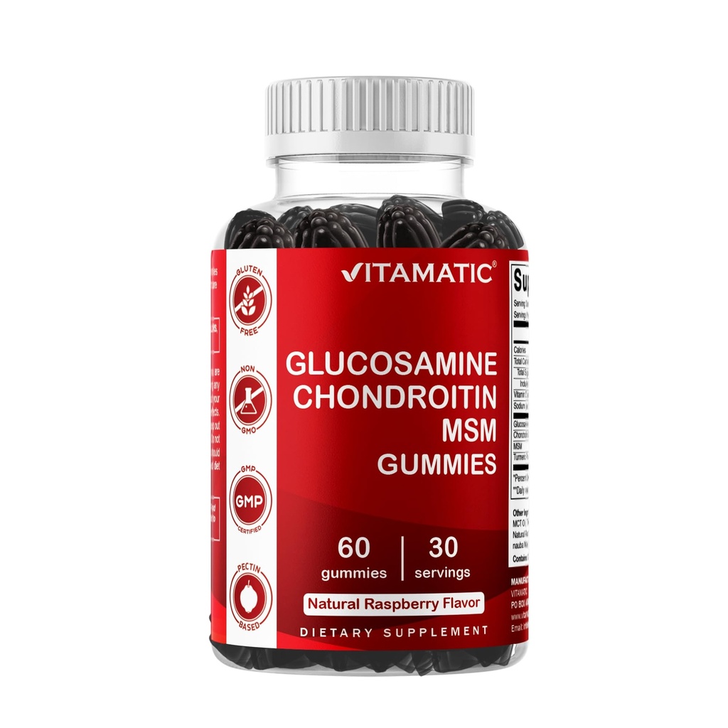 비공식 Glucosamine Chondroitin Gummies MSM 및 비타민 E - 공동 지원 공식 - 60 Pectin 기반 Vegan Gummies