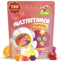 아이 Multivitamin Gummies 180 카운트 - 눈, 두뇌 및 Gut 지원 - Lutein, Omega-3 DHA 및 Prebiotics - 3 과일 맛 - 나이 2 +