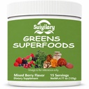 소화 건강을 위한 Suiyilary 녹색 Superfoods 분말, 설탕 자유로운 최고 녹색 분말, Spirulina, Bloating & Gut 지원을 위한 Chlorella, 여자를 위한 매일 지원, Mixd Berry (15 봉사)