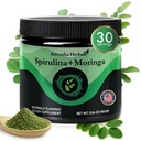 유기 Spirulina + 유기 Moringa 녹색 분말, 글루텐 자유로운, Vegan 친절한, Detox & Digest, Superfoods 미국에서 만든 30의 서빙