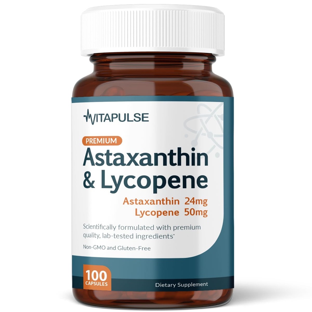 Lycopene 50mg 보충교재, 100 채식 캡슐, 비 GMO, 글루텐을 가진 Astaxanthin 24mg