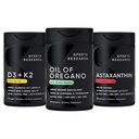 스포츠 연구® 산화 방지제 지원 팩 - Oregano의 기름 9500mg + 비타민 D3 K2 5000iu + 트리플 강도 Astaxanthin
