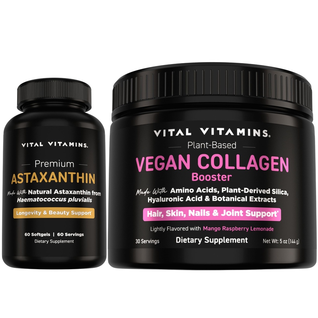 Vital 비타민 Astaxanthin + Vegan 교원질 승압기 분말