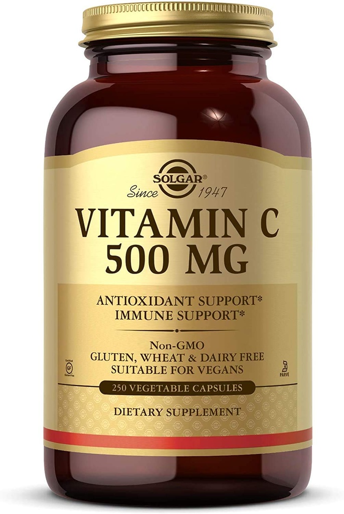 Solgar 비타민 C 500 mg, 250 식물성 캡슐 - 산화 방지제 & 면역 지원 - 전반적인 건강 - 건강한 피부 & 합동을 지원합니다 - 비 GMO, 채식주의자, 글루텐 자유로운, 고약 - 250의 서빙