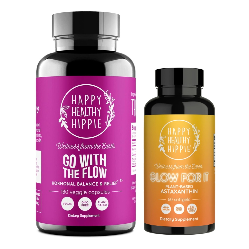 행복한 건강한 Hippie Glow for It Astaxanthin 보충교재 & 여성 180ct를 위한 교류 호르몬 균형으로 가십시오