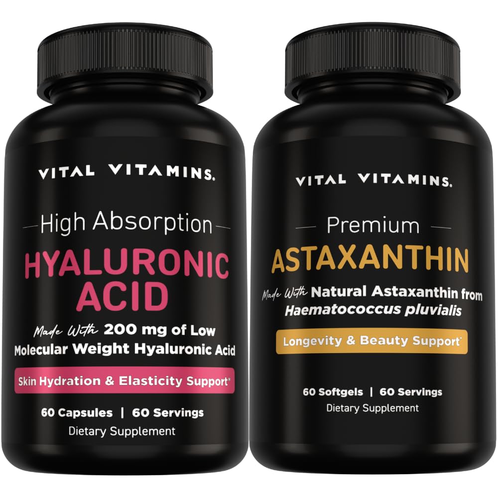 생생한 비타민 순수한 Hyaluronic 산 60 ct + Astaxanthin 60 ct