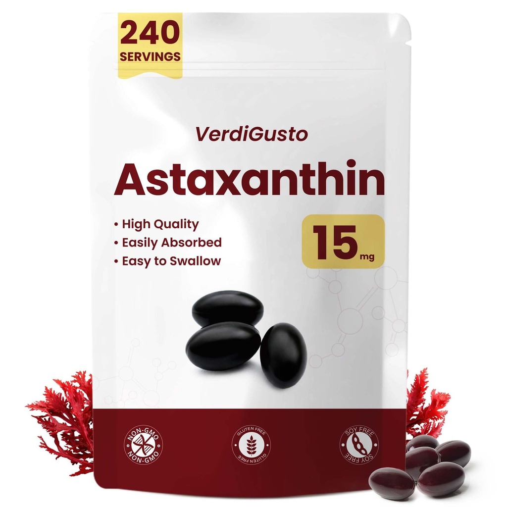 15mg Astaxanthin | 240 Softgels | Astaxanthin 보충교재 | 8 달 공급 | 산화 방지제 지원, 눈 & 피부 건강 | 내부 순환 | 비 GMO, 글루텐 자유로운, 아니 Soy