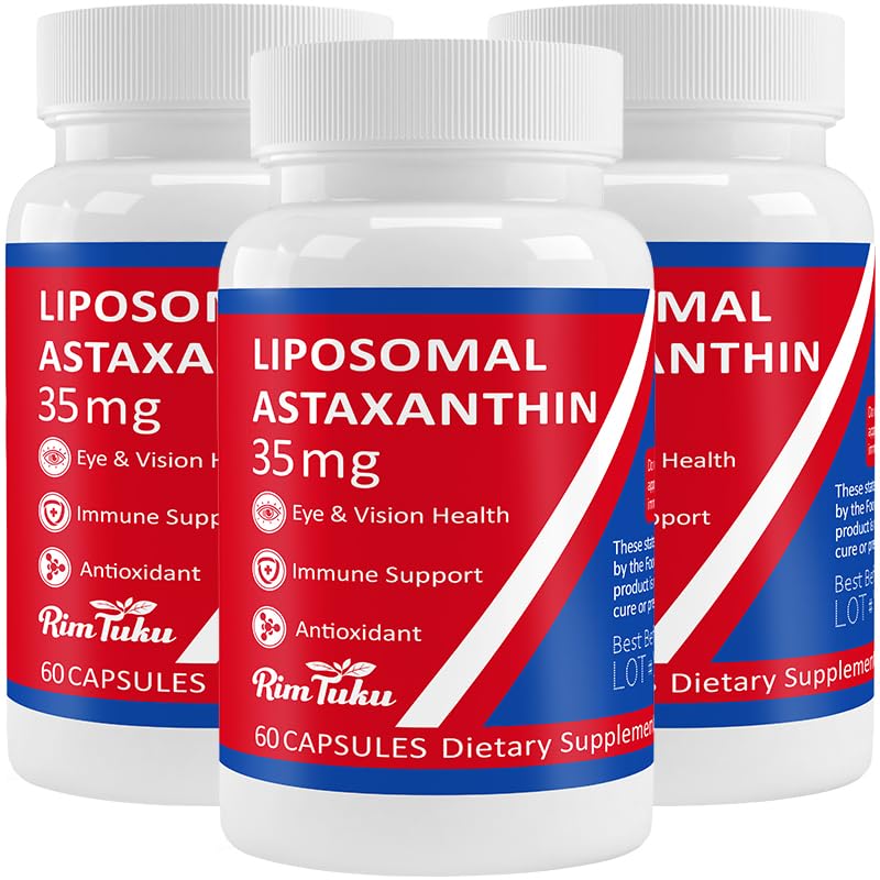 35mg Liposomal Astaxanthin 보충교재 - 피부, 합동 & 눈 건강을 위한 강력한 산화 방지제 지원 - 순수한 Astaxanthin를 가진 자연적인 노화 방지 공식 - 채식주의자, 비 GMO, 180의 캡슐