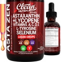 Clean Nutra Astaxanthin Lycopene 액체 낙하 흡수 지원 비타민 C D E 4 fl oz – 유력한 자연적인 D3 C E A & Selenium L-Tyrosine 공식 순수한 산화 방지제 혼합 강화 영양분 섭취