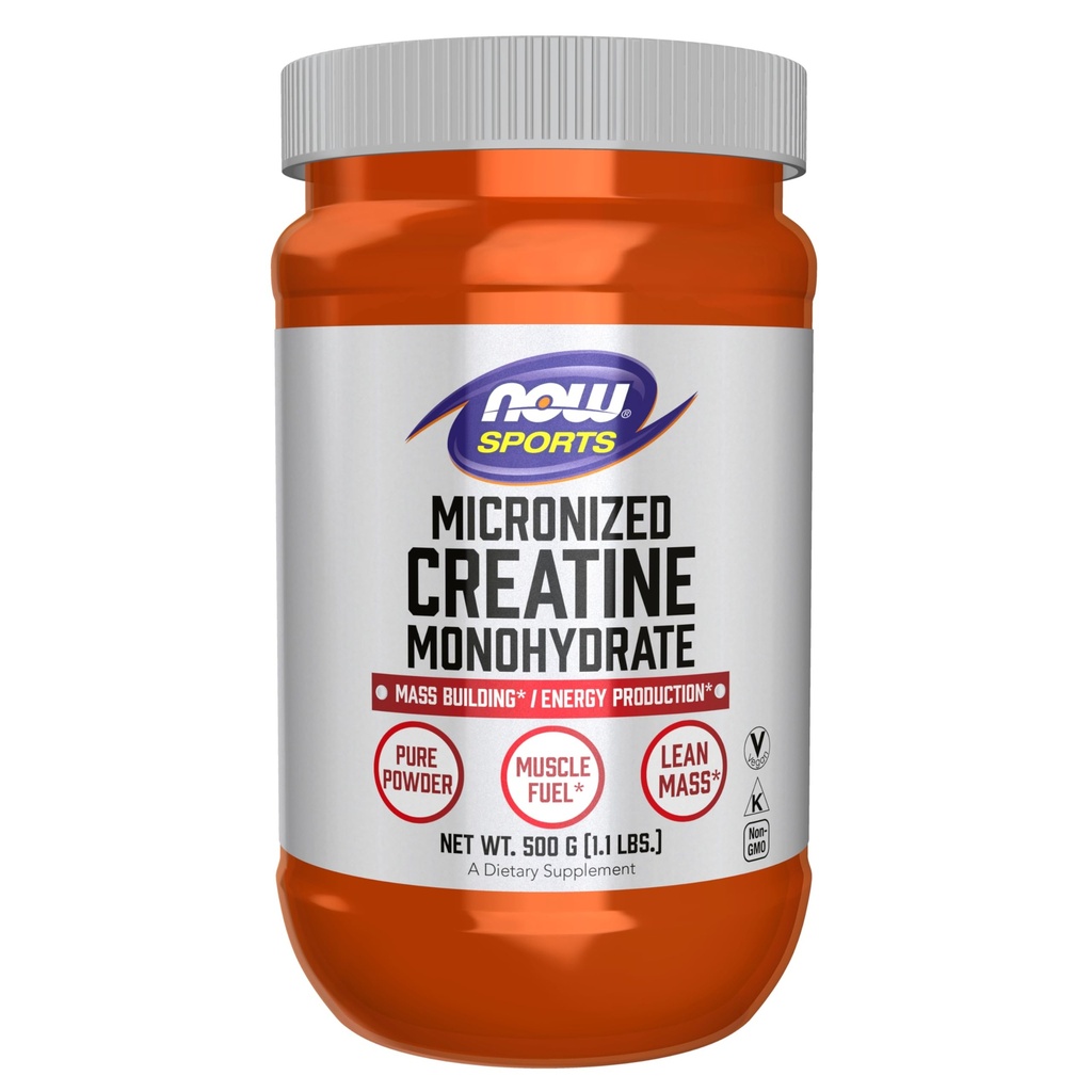 NOW 식품 스포츠 영양, Micronized Creatine 분말 500 g, 대량 건물 * / 에너지 생산 *, 1.1-Pound