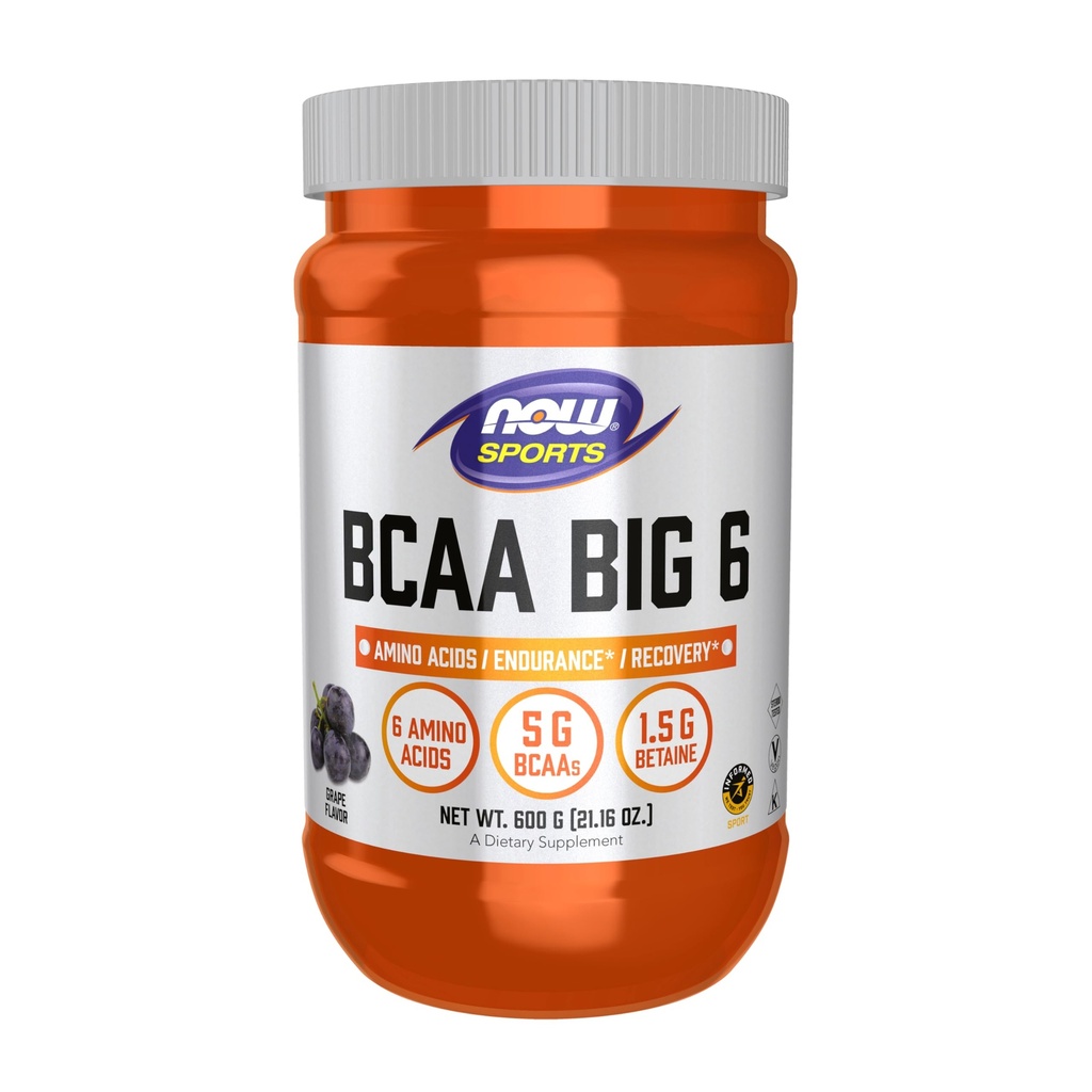지금 음식 스포츠 영양, BCAA (분기된 사슬 아미노산) 큰 6의 포도 풍미, 600 그램