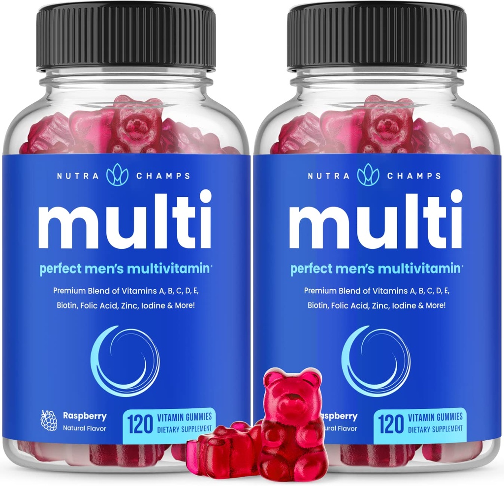 남성을 위한 NutraChamps Multivitamin, 240 조사, 비타민 A, B, C, D, E, Biotin, 아연, Mens Gummy Multivitamins 보충교재, 남자를 위한 Chewable 매일 다 거미 비타민 (포장 2)
