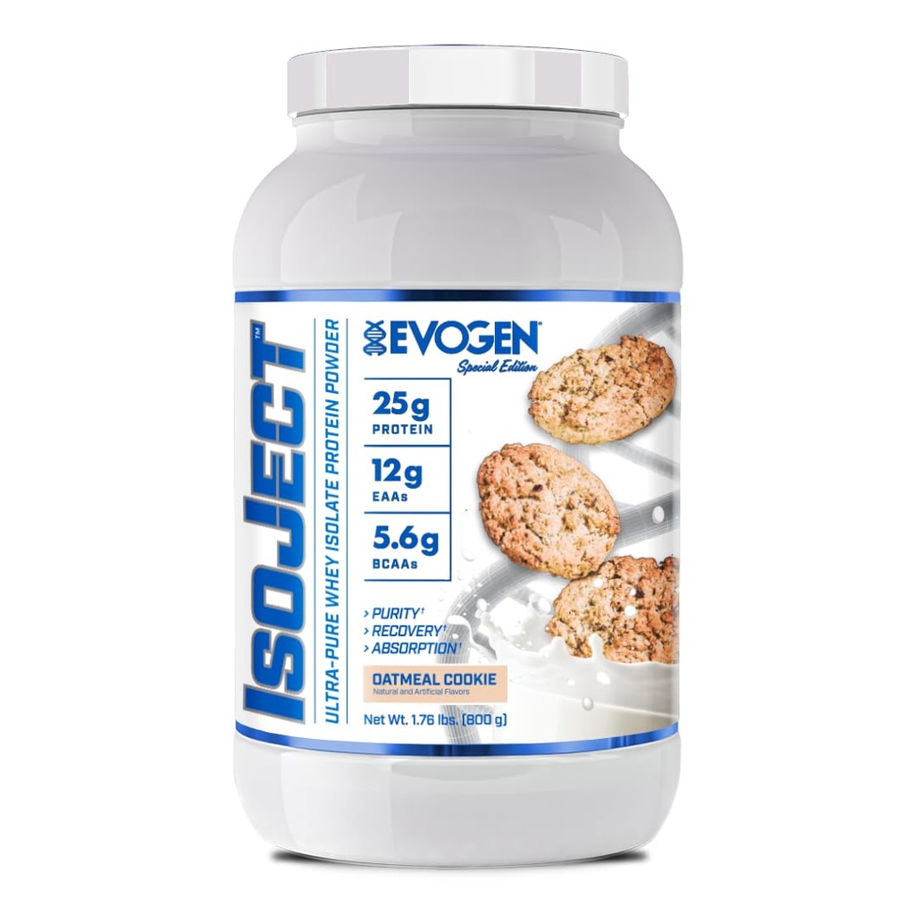 Evogen Isoject - Whey Protein Isolate | Ignitor Enzymes, BCAA 및 EAA를 가진 매우 순수한 Whey Protein Powder | 향상된 흡수 및 복구 | 오트밀 쿠키 | 25 인분