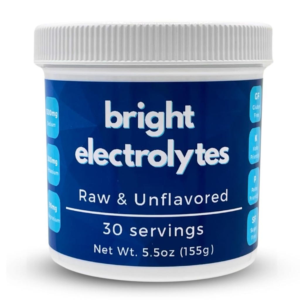 밝은 Hydration Electrolyte Powder - Raw & Natural - 추가 된 맛 없음, Zero Sugar - Sea Salt, Himalayan Pink Salt, 마그네슘 및 칼륨 - 중간 5.5 oz Jar