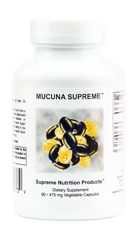 Supreme Nutrition Mucuna Supreme, 90 순수한 Cowhage 채식 캡슐