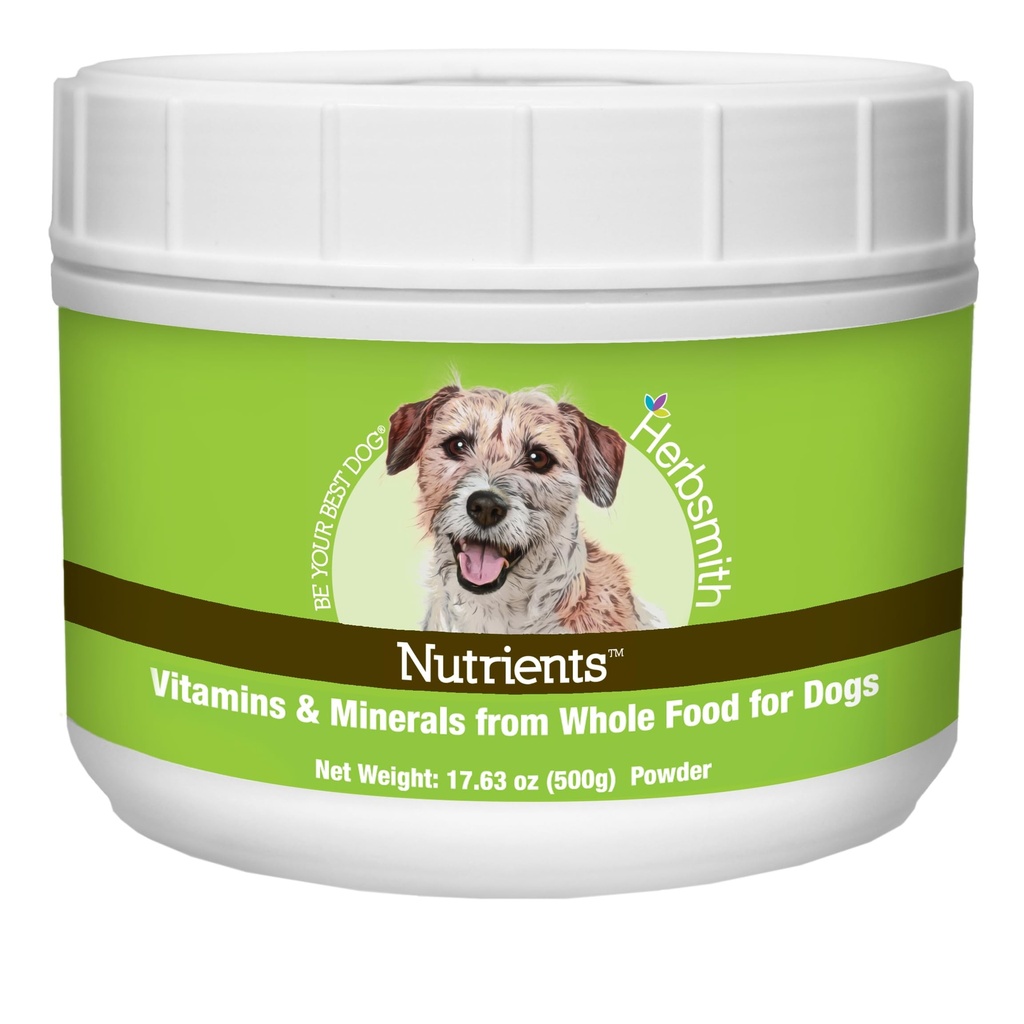 허브 smith Nutrients Superfood Dog Multivitamin 전체 식품에서 비타민 및 미네랄을 특징으로하는 비타민과 미네랄을 풍부하게합니다. 시니어 17.63 oz