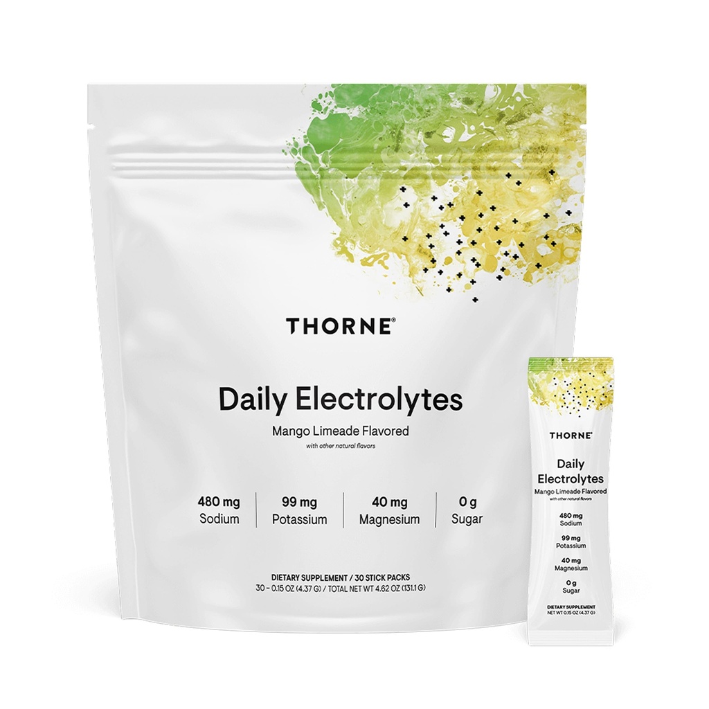 THORNE - 매일 Electrolytes - Zero Sugar & Low-Calorie Electrolyte Powder Drink Mix - 천연 소스에서 파생 된 풍미 - 스포츠 인증 NSF - Mango Limeade - 30 스틱 팩