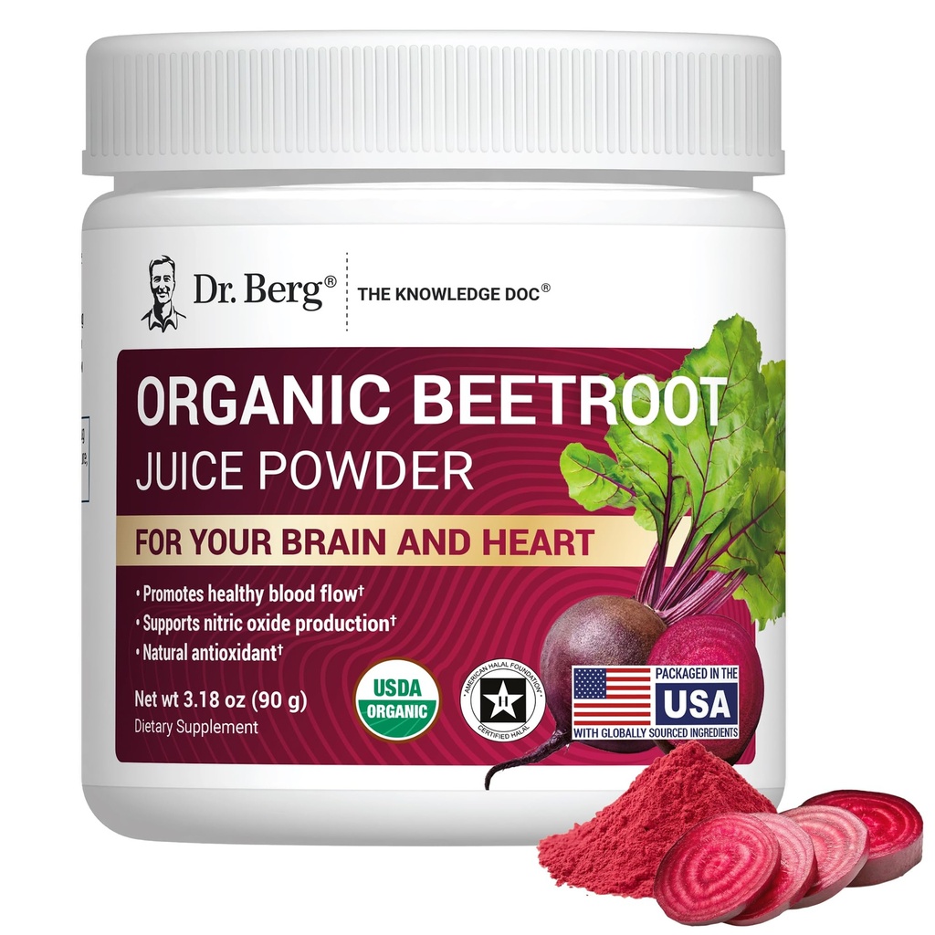 Real Earth-Grown Beets의 Berg Raw Organic Beet Powder – USDA 인증 유기농 Beet Root Powder to Support Nitric Oxide Level, Energy, Blood Flow, & Heart Health* – 30 서빙