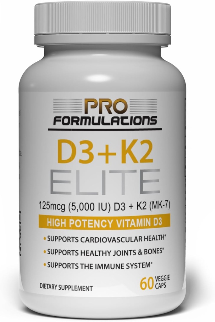 프로 포뮬레이션 MD D3 + K2 엘리트 - 비타민 D3 + 비타민 K2 - 60 일 공급 - 높 순수성, Bioavailable MK-7