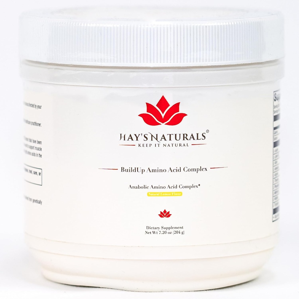 Hay's Naturals BuildUp - 고급 아미노산 복합체 | Lean 근육 성장, 강화 된 힘 및 회복을위한 모든 필수 아미노산과 BCAA 분말 | 30 서빙 | 자연 레몬 맛