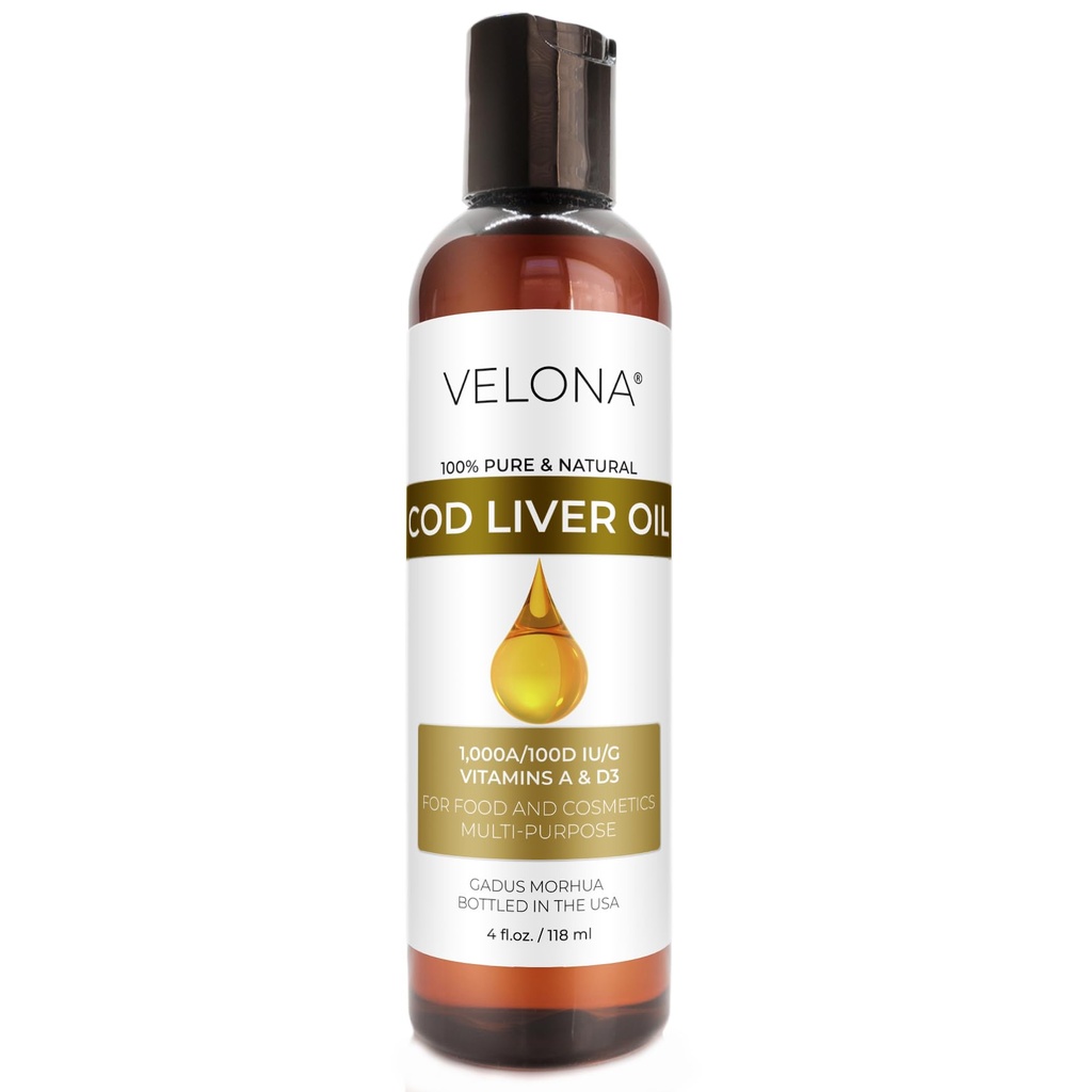 velona Cod Liver Oil - 4 Fl Oz | 1,000A/100D IU/g Omega 3 Vitamins A & D3 | 노르웨이어 Arctic Sustainably Sourced Nordic Oil | 헤어, 바디 및 스킨 케어 | 사용 오늘 - 검색 결과