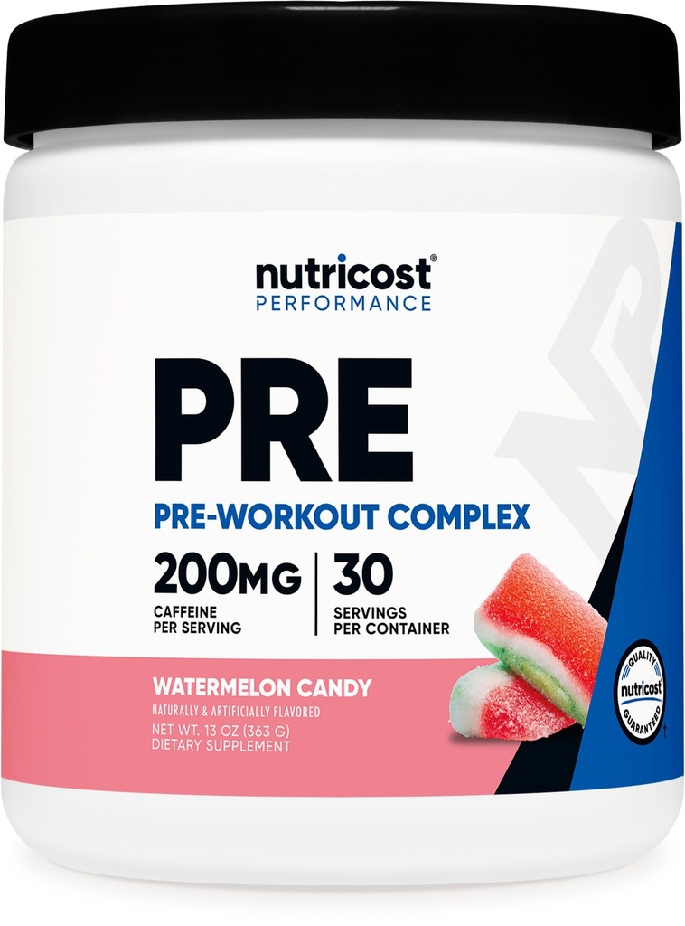 Nutricost 사전 운동 분말 (수박 캔디) 30 서빙 - GMO-Free, Gluten-Free, 채식