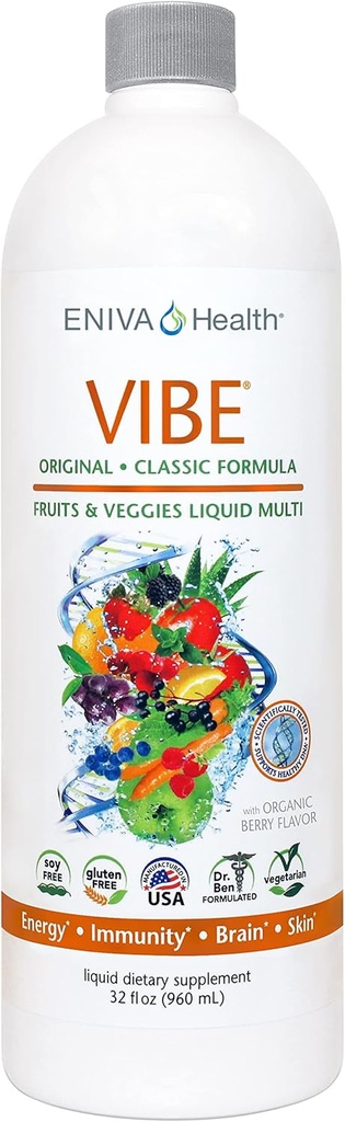 Eniva Vibe Original Liquid Mineral Supplement | 전체 스펙트럼 매일 Multivitamin 지원 | 전체 바디 영양 | 의사 공식 | 32 oz
