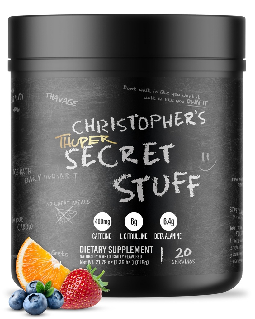 RAW Thuper Thavage Pre Workout Powder - Creatine, Beta Alanine, L-Citrulline 및 Caffeine과 함께 높은-Stim Pre-Workout - Chris Bumstead Gym & Fitness Supplement & Men & Women - Secret Stuff