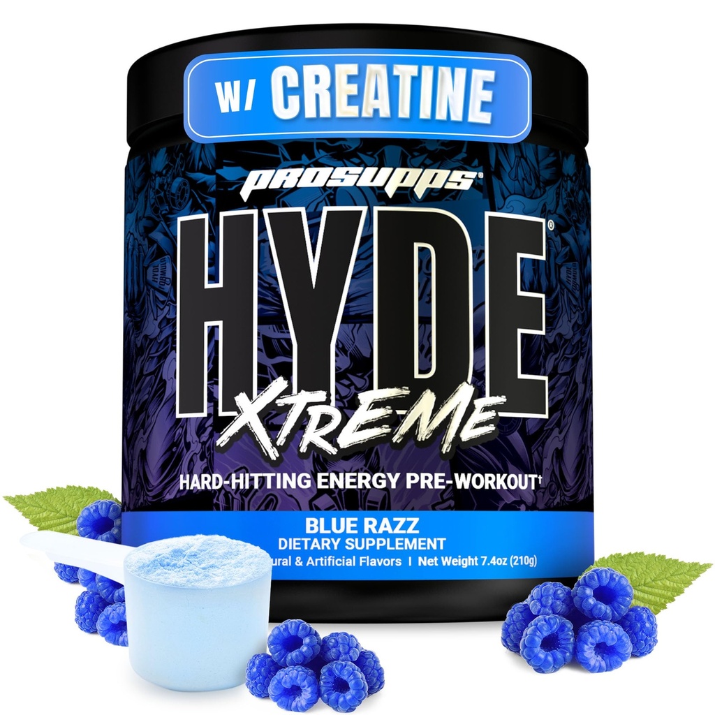 ProSupps Mr. Hyde Xtreme Pre Workout Powder with Creatine, Beta Alanine & Caffeine – Extreme Energy, Pumps, Focus & Performance - 남성 및 여성을위한 피트니스 및 체육관 보충제 (블루 레이즈, 30 서빙)
