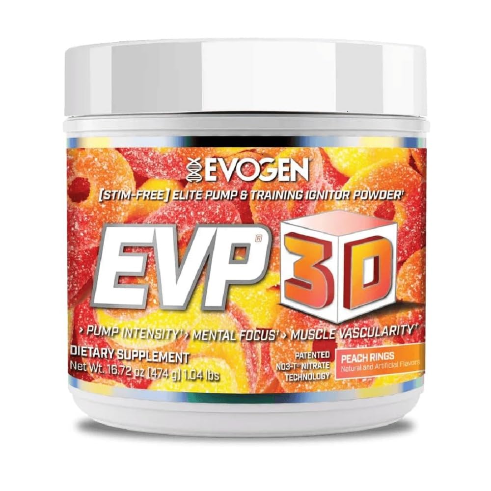 Evogen EVP-3D | Extreme Pre-Workout Pump Ignitor, Arginine Nitrate, Citrulline, Beta-Alanine, Lions Mane | 복숭아 반지 | 40 인분